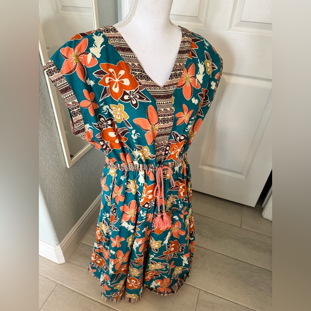 Disney Parks Moana Tropical Floral Tassel Dress XL Disneybound